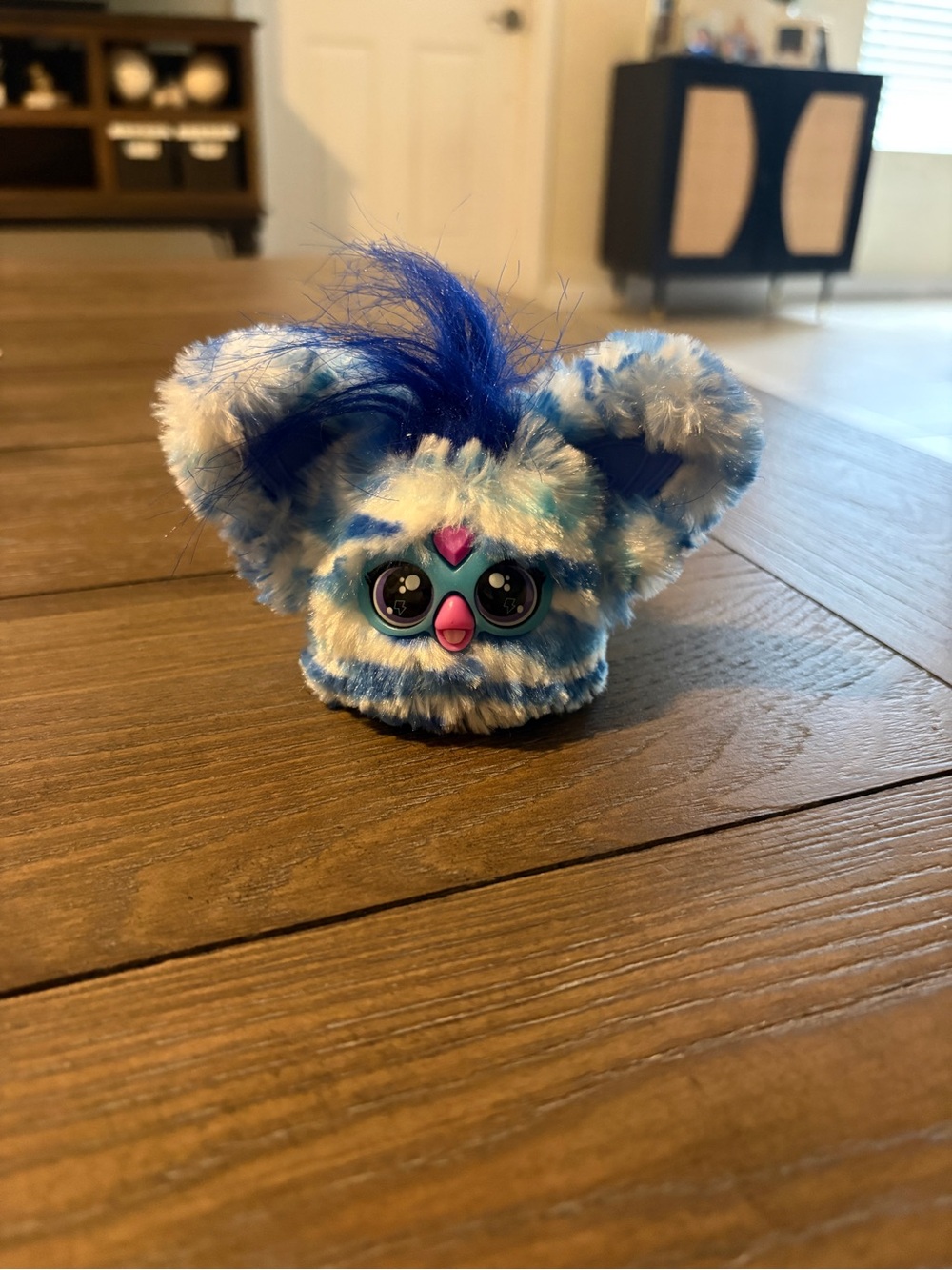 Hasbro Blue & White Striped Plush Pet Toy with Pink Accents